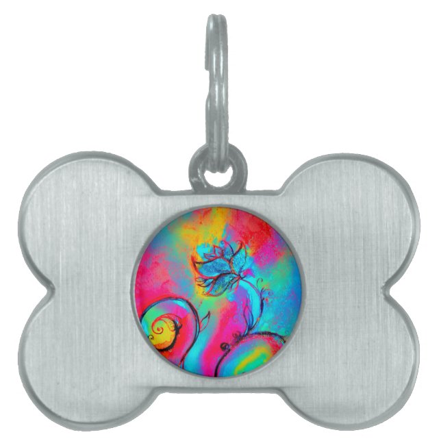 WHIMSIKALA BLOMMAR rosa gult  ID-bricka Husdjur (Framsidan)