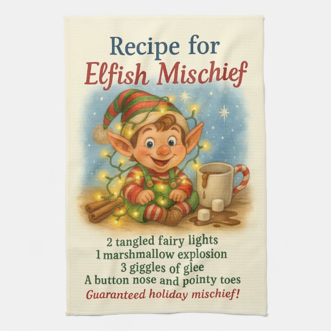 Whimsikalisk julrecept kökshandduk (Vertikal)