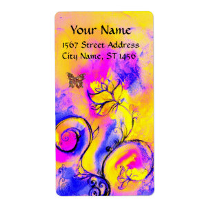 WHIMSIKALISKA BLOMMOR OCH BUTTRYCKLIGT blå rosa gu Fraktsedel