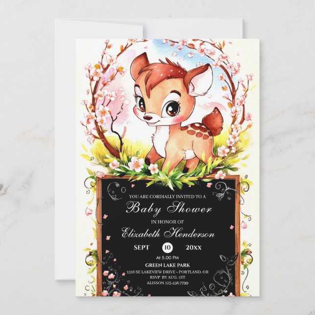 Whimsiker Colorful Hjort Baby Shower Inbjudningar (Framsida)
