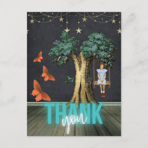Whimsiker Girl in Swing Surreal Tack Vykort