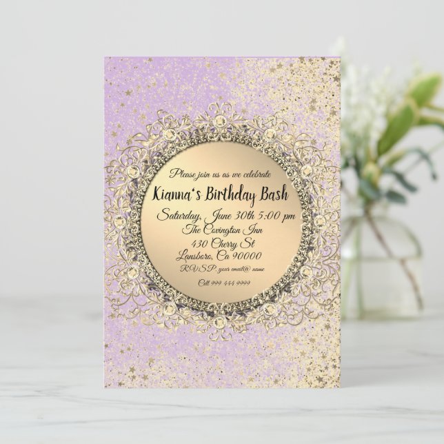 Whimsiker Glittery Stars Lavender Birthday (Stående Fram)