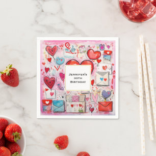 Whimsiker Hearts och Kärlek Brev Mönster födelseda Pappersservett