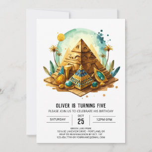 Whimsiker Kids Guld Pyramids Birthday Inbjudningar