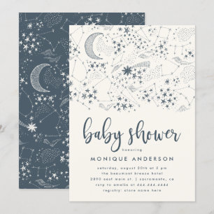 Whimsiker Starry Night Constellation Baby Shower Inbjudningar