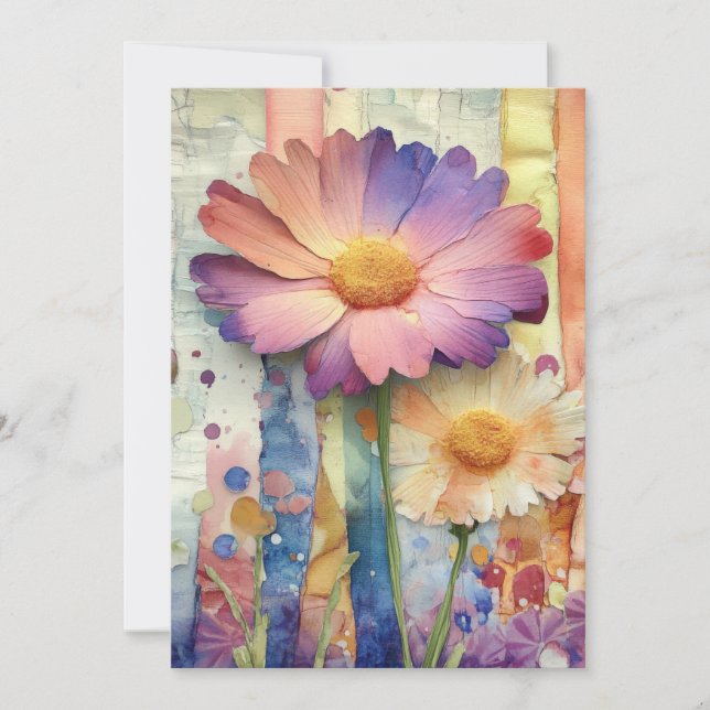 Whimsiky Quirky Cheerful Flowers Hej Flat Kort (Framsida)