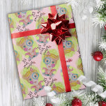 Whimsiky Quirky Elf Mid Century Retro-jul Presentpapper<br><div class="desc">Den här roligten skapades juldesignen med hjälp av min handmålade blandade medielf med snabba detaljer och en grönt bakgrund med snöflingor för ett unikt och vismiskt besök. Den mjuka paletten färg från mitten av århundradet med nypa, gröntar och blues är perfekt för den moderna Julhelgen och den roliga "Tro på...</div>