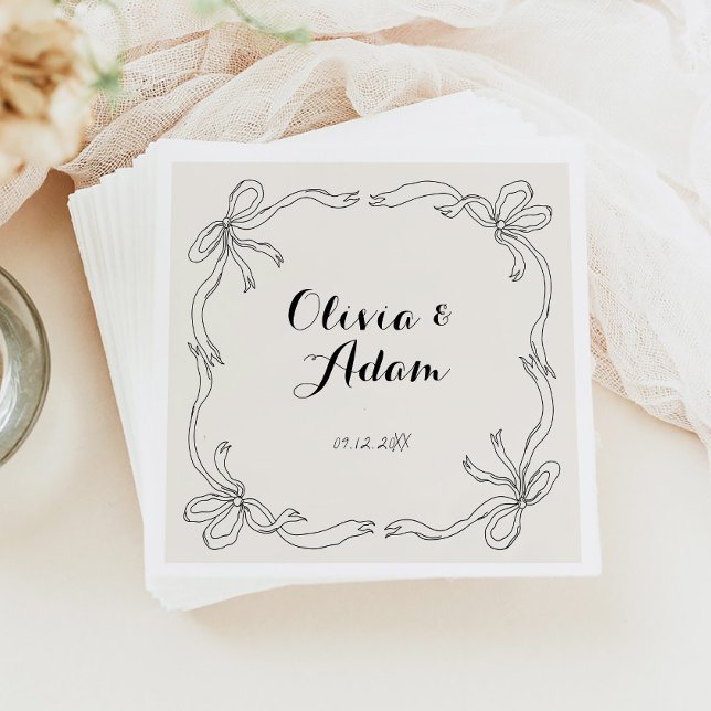 Whimsiky Quirky Retro Hand plockade Bow Bröllop Pappersservett (Skapare uppladdad)