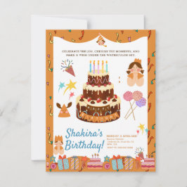 Whimsim Charming Watercolor Chic Birthday Magic Inbjudningar