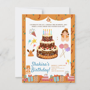 Whimsim Charming Watercolor Chic Birthday Magic Inbjudningar
