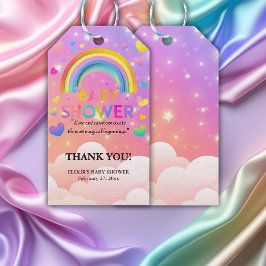 Whimsima Hearts & Rainbows Baby Shower Presentetikett