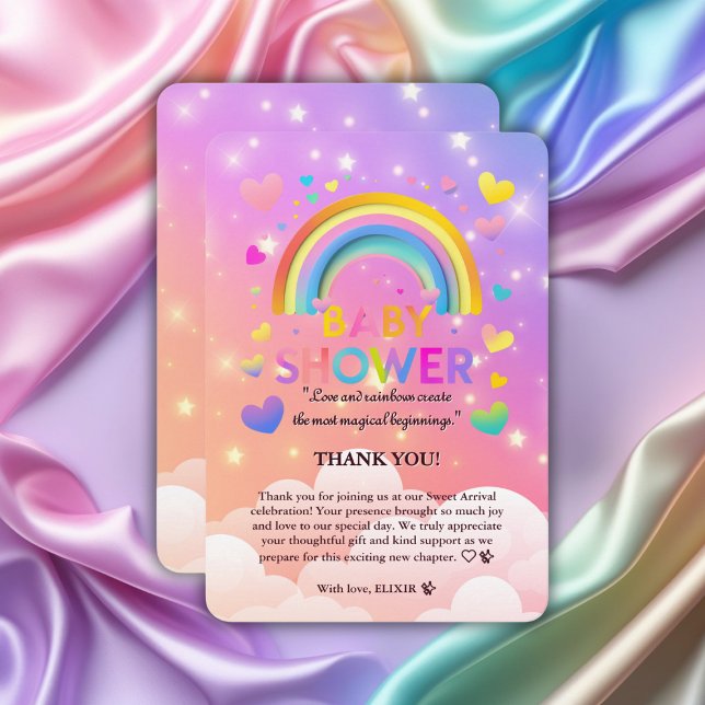 Whimsima Hearts & Rainbows Baby Shower Tack Kort (Skapare uppladdad)