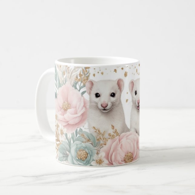Whimsima illrar och Blommigt Fantasy Kaffemugg (Framsida vänster)