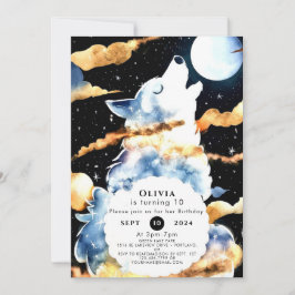 Whimsious Howling Varg Birthday Inbjudningar