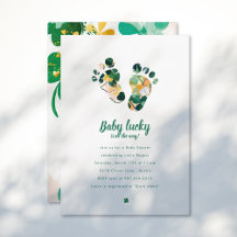 Whimsious Irish Lucky Grönt Shamrock Baby Shower