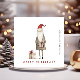 Whimsious Minimalist Jultomten-julfirman Julkort