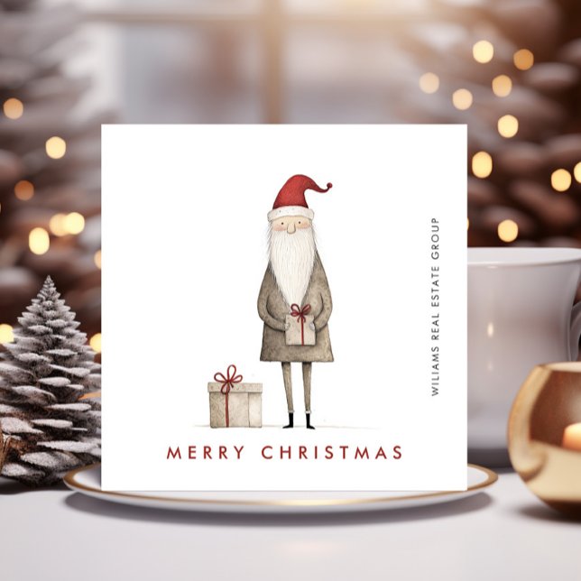 Whimsious Minimalist Jultomten-julfirman Julkort (Skapare uppladdad)
