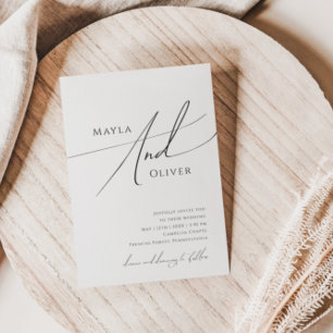 Whimsious Minimalist Script Avslappnad Bröllop Inbjudningar