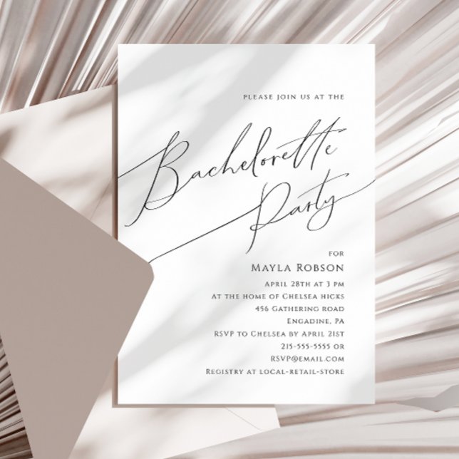 Whimsious Minimalist Script Bachelorette Party Inv Inbjudningar (Skapare uppladdad)