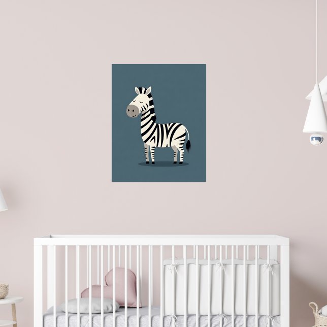 Whimsious Minimalist Zebra Nursery Art Poster (Barnkammare 2)