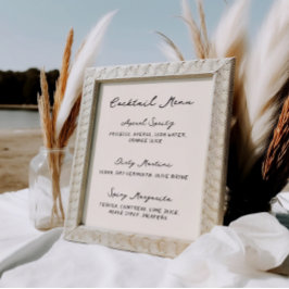 Whimsious Quirky Handwrite Cocktail Menu Poster