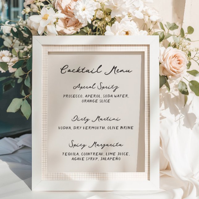 Whimsious Quirky Handwrite Cocktail Menu Poster (Skapare uppladdad)