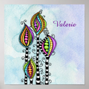 Whimsique Abstrakt Flowers Poster
