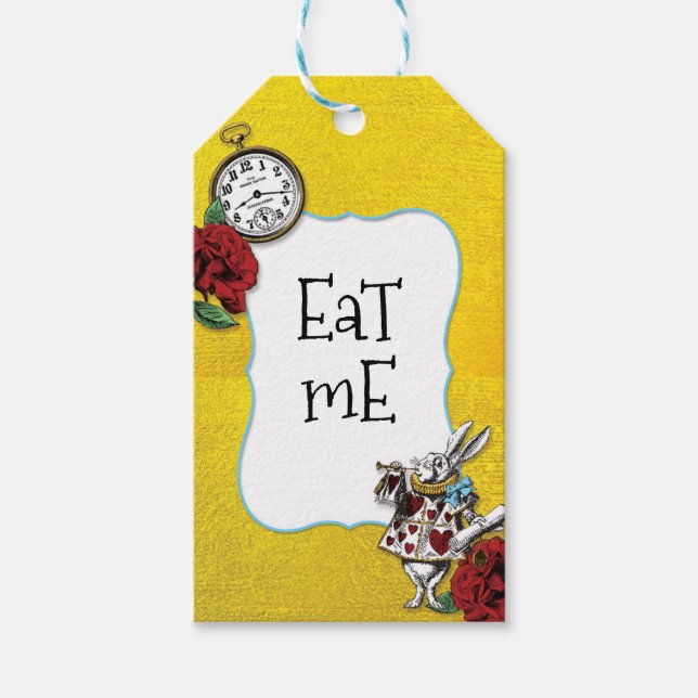Whimsique Alice i Wonderland Guld EAT ME Presentetikett (Framsidan)