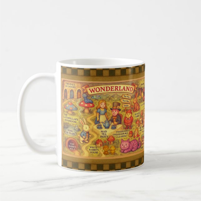 Whimsique Alice i Wonderland Karta Kaffemugg (Vänster)