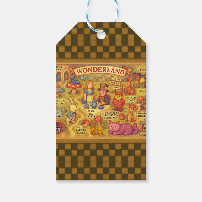 Whimsique Alice i Wonderland Karta Presentetikett (Framsidan)