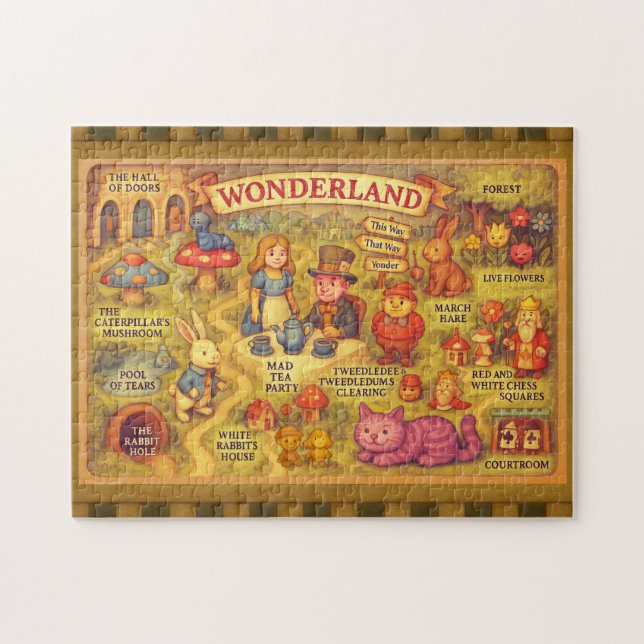 Whimsique Alice i Wonderland Karta Pussel (Horisontell)