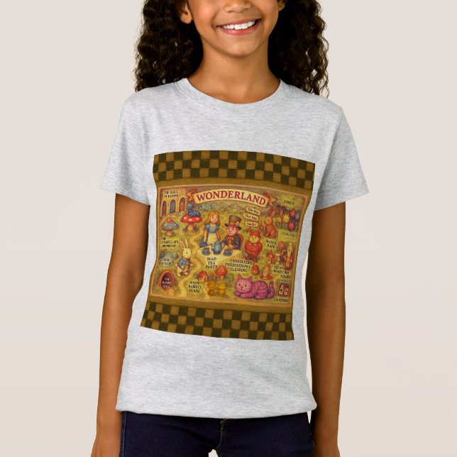 Whimsique Alice i Wonderland Karta T Shirt (Framsida)