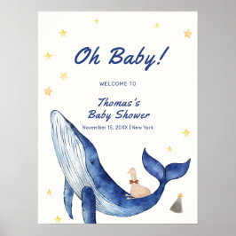Whimsique Anka Stars Whale Baby Shower Välkommen Poster