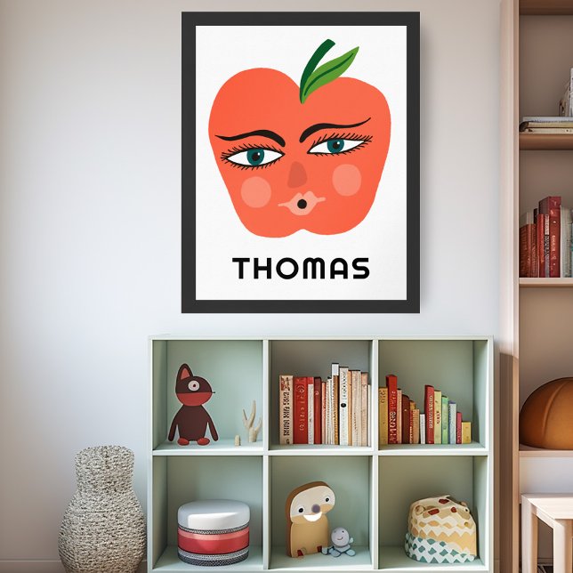 Whimsique Apple ANPASSNINGSBAR BABY NAMN Art Poster (Whimsical Apple CUSTOM BABY NAME Art Poster
)