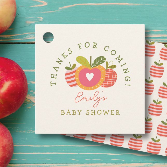 Whimsique Apple Theme Fall Baby Shower Tack Gåvor Etiketter (Skapare uppladdad)