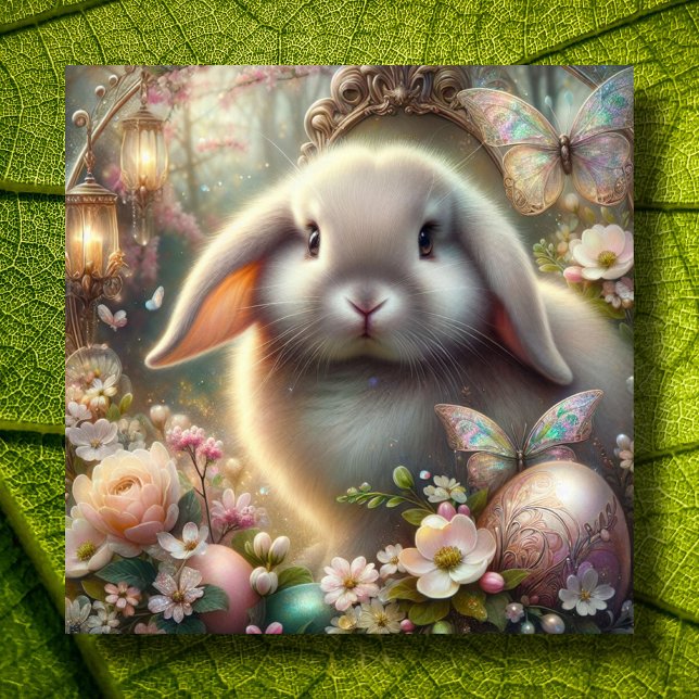 Whimsique Art nouveau Fantasy Lop Bunny Påsk Julkort (Skapare uppladdad)