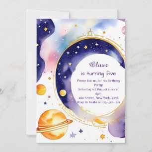 Whimsique Astro Äventyr Anpassningsbar Birthday Inbjudningar