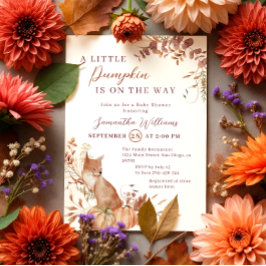 Whimsique Autumn Terracotta Baby Fox Pumpkin Inbjudningar