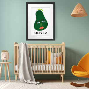 Whimsique Avocado ANPASSNINGSBAR BABY NAMN Art Poster