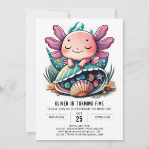 Whimsique Axolotl Undersea Birthday Inbjudningar