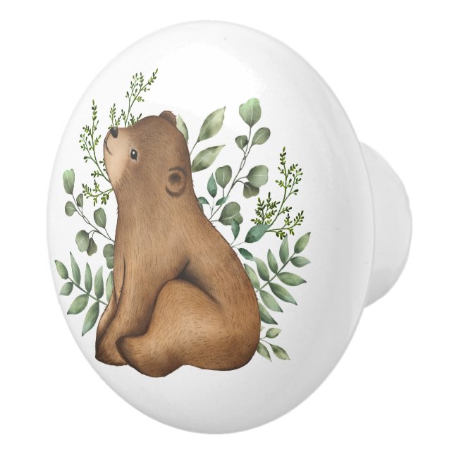 Whimsique Baby Bear Woodland Forest Greenery Knopp (Höger)