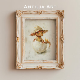Whimsique Baby Dragon Hatching Art Magic Fantasy Poster