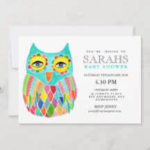 Whimsique Baby Shower Rainbow Uggla Inbjudan