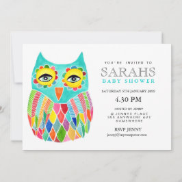 Whimsique Baby Shower Rainbow Uggla Inbjudan