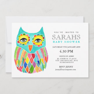 Whimsique Baby Shower Rainbow Uggla Inbjudan