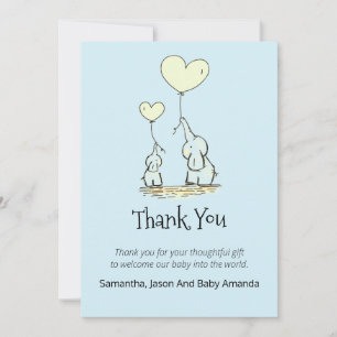 Whimsique Baby Shower-Tack Elefanter Blue Tack Kort