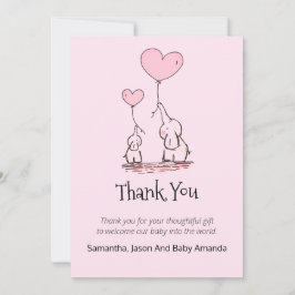 Whimsique Baby Shower-Tack | Elefanters Rosa Tack Kort