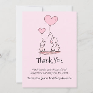 Whimsique Baby Shower-Tack Elefanters Rosa Tack Kort
