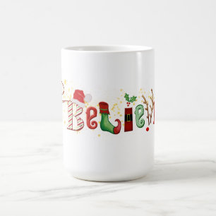 Whimsique BELIEVE med Guld Sparkles jul Kaffemugg