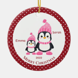 Whimsique Big Syrran & Lil'Syrran Penguins Personl Julgransprydnad Keramik
